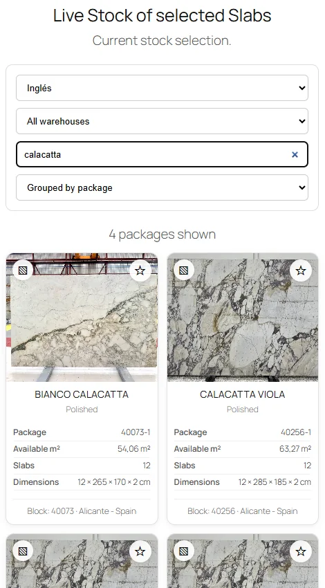 LeiaRock online slab stock on mobile